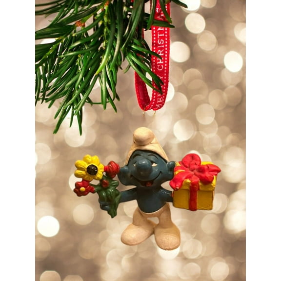 The Smurfs Flowers Gift PVC Figure Ornament Figurine Holiday Charm Gift Smurf 2”