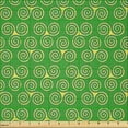 thumbnail image 2 of Ambesonne Triskele Fabric by the Yard Microfiber, Swirling Triple Spiral Art, 5 Yards, Mustard and Green, 2 of 2