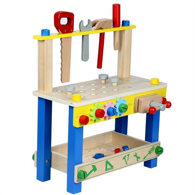Wooden Tool Workbench Educational Simulation Wooden Kids Work Bench Set for Kids Toddlers