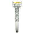 thumbnail image 3 of 1.82 ct Brilliant Emerald Cut VVS1 Clear Zircon 18K White Solid Gold Solitaire with Accents Three-Stone Wedding Bridal Anniversary Engagement Ring size 6.5, 3 of 7