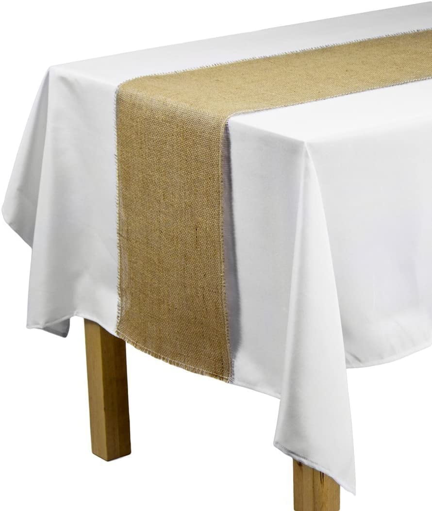 Various Sizes Plain Natural Burlap Table Runner with Folded Edges UNLINED 