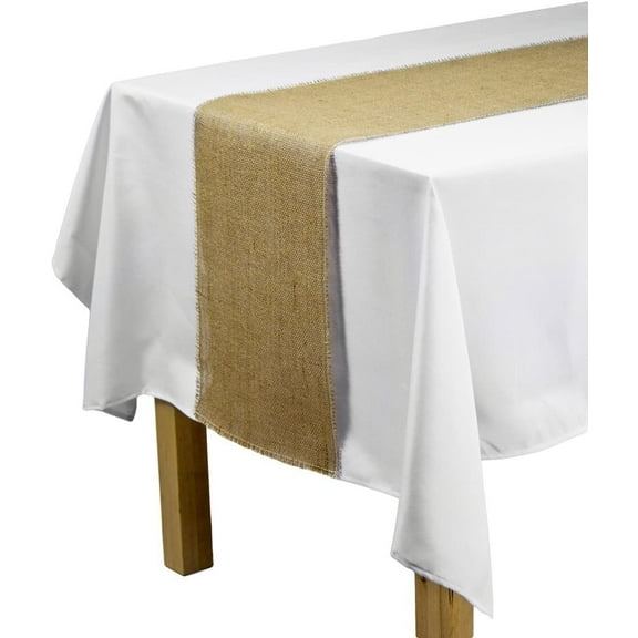 AK-Trading 12.5" x 96" Natural Burlap Jute Table Runner with Fringe Edge