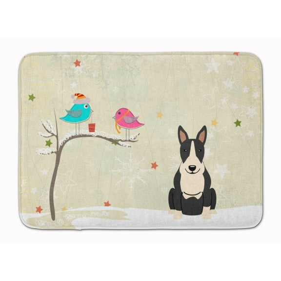 Christmas Presents between Friends Bull Terrier - Black and White Machine Washable Memory Foam Mat