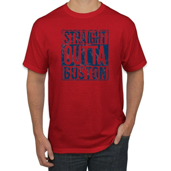Straight Outta Boston BOS Fan | Fantasy Baseball Fans | Mens Sports Graphic T-Shirt, Red, Small