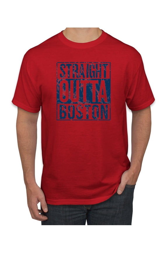 Straight Outta Boston BOS Fan | Fantasy Baseball Fans | Mens Sports Graphic T-Shirt, Red, Small