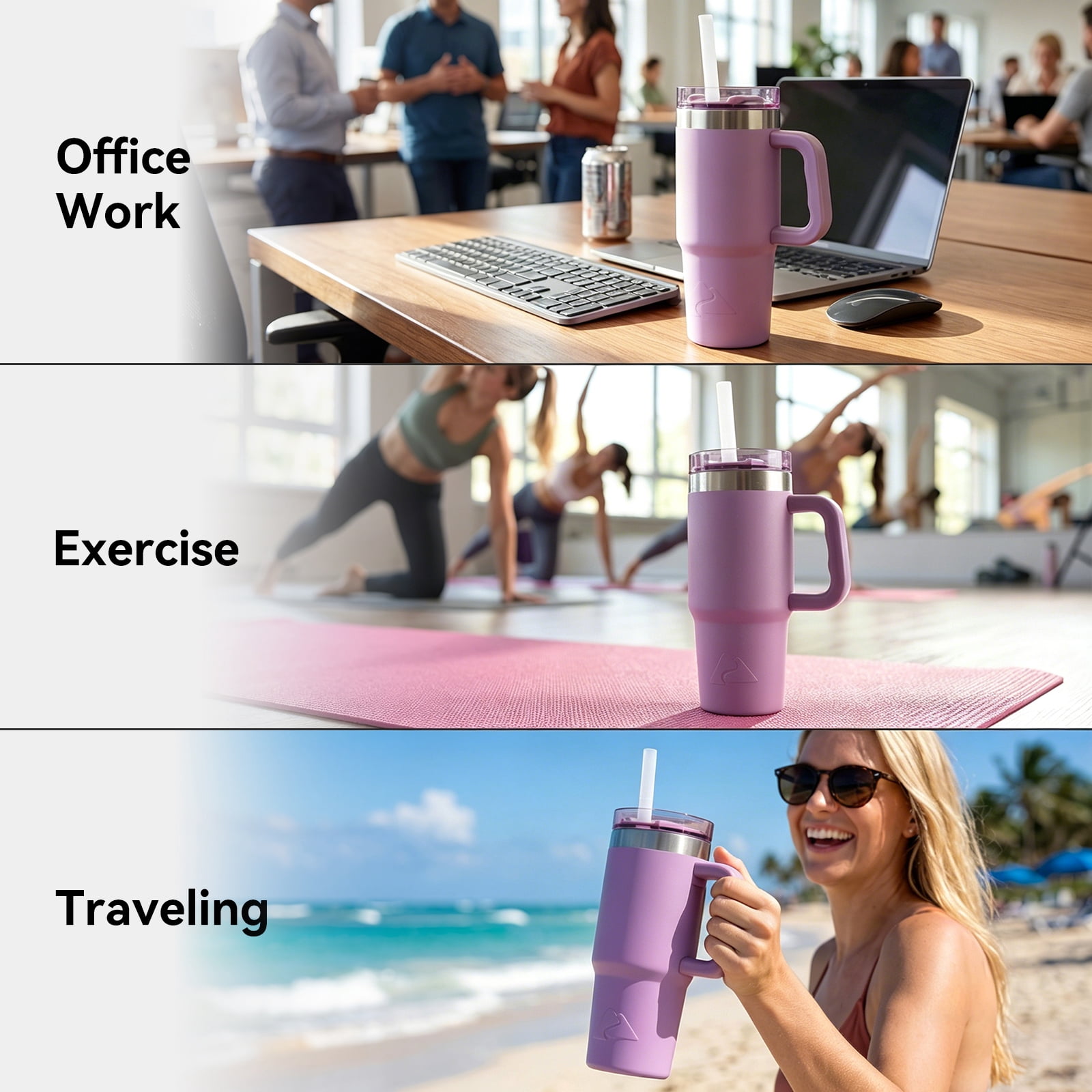 Ozark Trail 18 oz Stainless Steel Insulated Tumbler with Handle, Lilac
