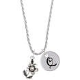 thumbnail image 1 of Delight Jewelry Silvertone Flower with AB Crystal Silvertone Script Initial Disc - Q - Charm Necklace, 20"+3", 1 of 4