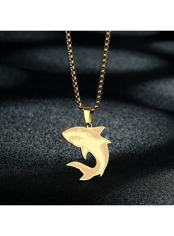 Stainless Steel Shark Necklace Shark Jewelry Shark Pendant Shark Charm for Men and Women