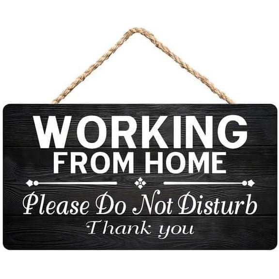 Zomyto Working From Home Sign,Do Not Disturb Sign Rustic Wooden Hanging Sign 12X6 In Door Hanging Plaques