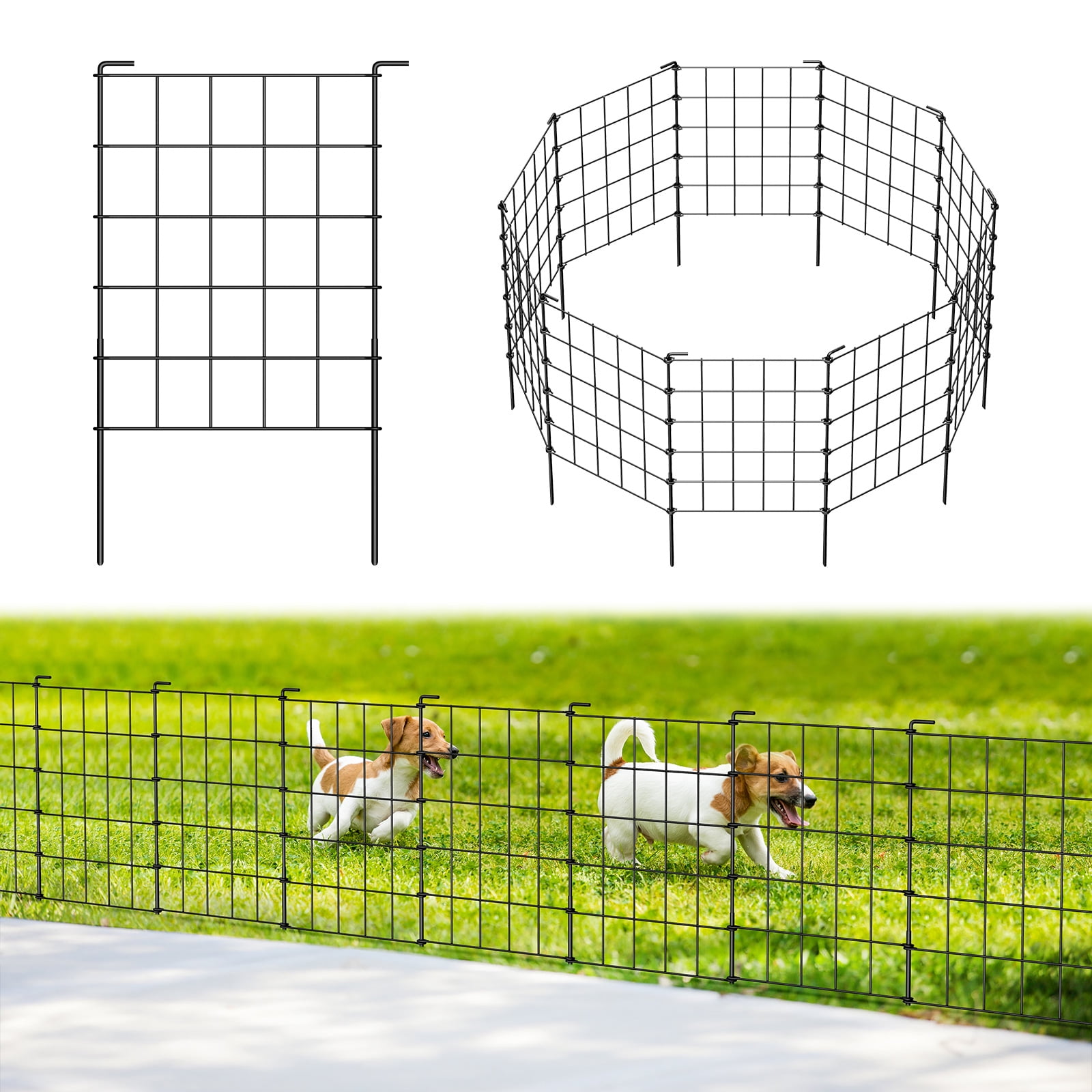 23.2" (H) x 10FT (L) Metal Decorative Garden Fence Outdoor Patio Barrier Raised Black