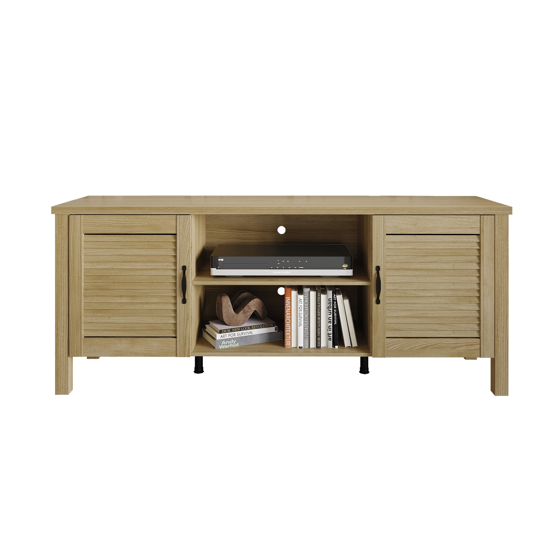 Castle Place Traditional TV Stand Console for TVs up to 65", Light Oak