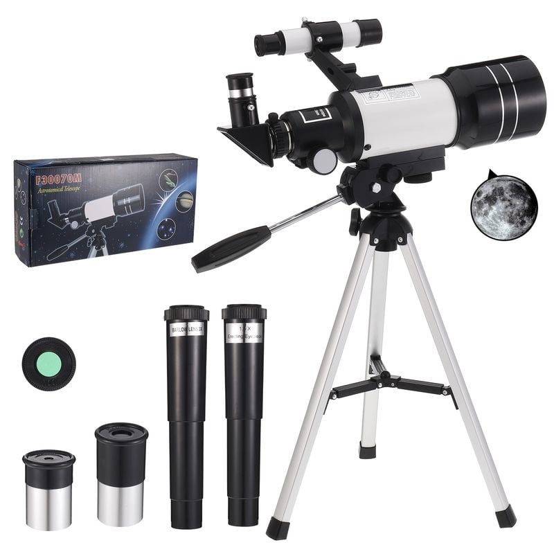 Astronomical Telescope with Tripod for Kid 3X Barlow Ocular 150 Maximum Magnification Portable Professional Monocular Space Astronomical Telescope for Kid 300mm.f/4 Focal Length 