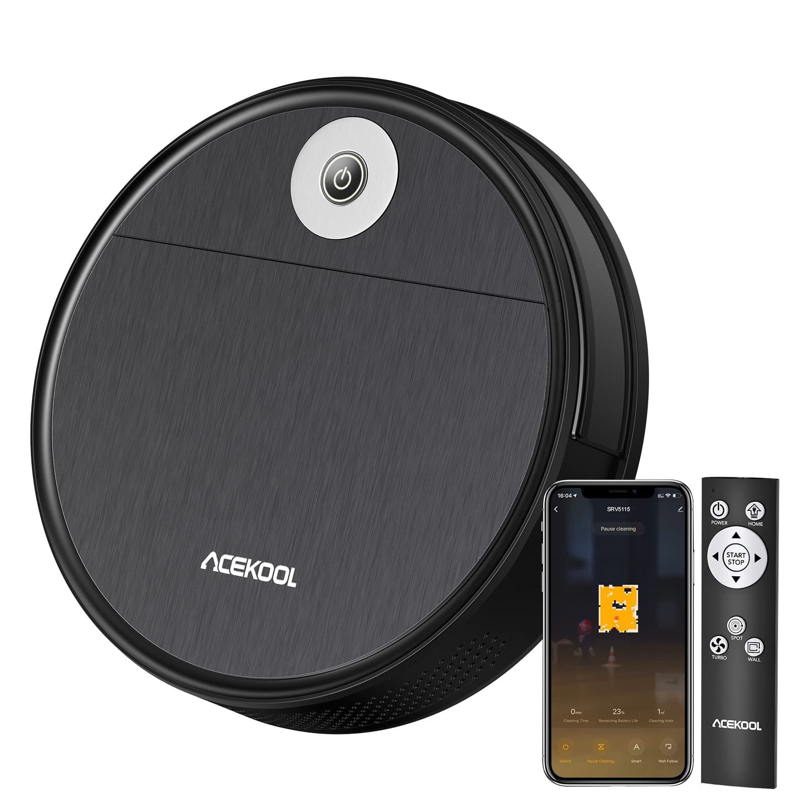 Wi-Fi Connected Robot Vacuum Hard Floors to Carpet 1400Pa Strong Suction Works with Alexa Smart Navigating Robot Vacuum Cleaner Visual Mapping Best for Pet Hair Self-Charging APP Controls 