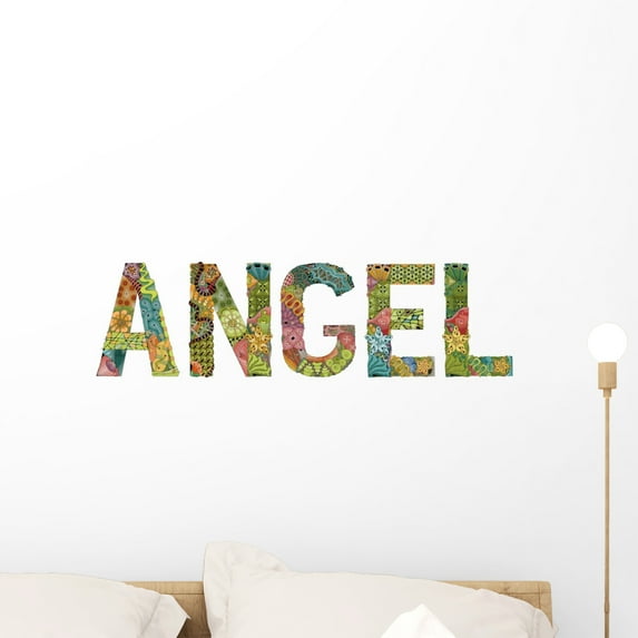 Decorative Zentangle Word Angel Wall Decal Wallmonkeys Peel and Stick Graphics (24 in W x 7 in H) WM502826