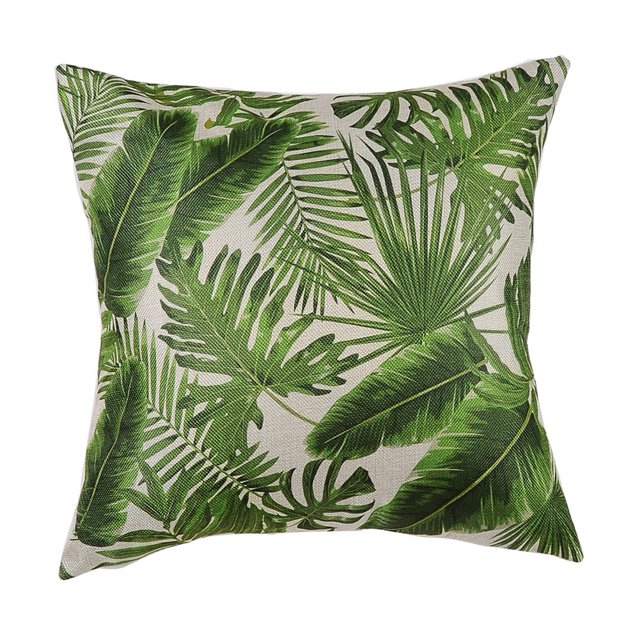 Funda de almohada con estampado de plantas verdes de 45x45 cm, funda de almohada decorativa para sofá del hogar y el coche sin inserto(#4)