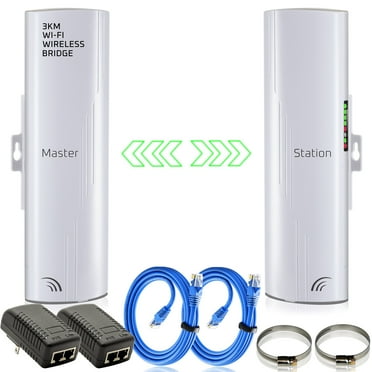 Wireless Bridge Point to Point Outdoor WiFi, Wireless Network Expansion Kit, Long Range High Speed 5G | 2 Units Bridge Kit Complete Pre-Configured - P2P 450(2Pack)