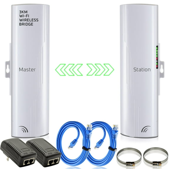 Wireless Bridge Point to Point Outdoor WiFi, Wireless Network Expansion Kit, Long Range High Speed 5G | 2 Units Bridge Kit Complete Pre-Configured - P2P 450(2Pack)