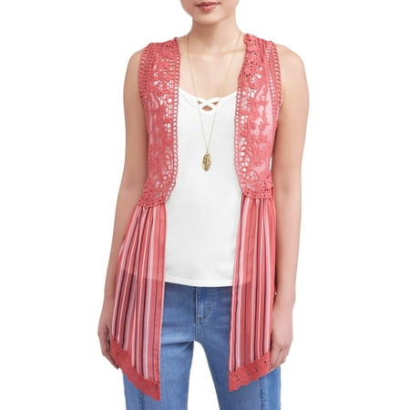 Over Lace Tank - Juniors' Crochet Lace, Tank & Necklace 3Fer