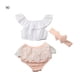 thumbnail image 1 of Jumpingount Ropa de bebé, conjunto de camiseta corta para niña, camiseta de manga, camiseta, pantalones cortos, calzoncillos, diadema conjuntos de ropa Blanco 90cm, 1 of 6