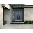 thumbnail image 3 of Front Exterior Prehung Steel Double Doors / Cynex 6777 Grey / Side Exterior Window / Stainless Inserts Single Modern Painted-W72+16" x H80"-Right-hand Inswing, 3 of 7