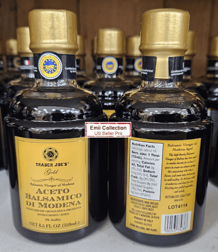 Trader Joe’s Gold Balsamic Vinegar of Modena 6% Acidity 8.5fl oz 250ml (2 Bottles)