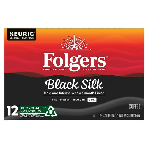 2 Pack - Folgers Gourmet Selections Coffee K-Cup Pods Dark Roasted Black Silk 12 each Package May Vary