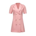 thumbnail image 5 of Women's Casual Blazer Dresses Lapel Double Breasted Puff Short Sleeve Solid Mini Dress Work Office Dresses Suit Dress, 5 of 7