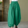 thumbnail image 3 of REALiKUN Women's Cotton Linen Baggy Pants Elastic High Waist Wide Leg Lantern Pants Casual Loose Trouser with Pockets, 3 of 7