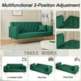 thumbnail image 2 of Aukfa Velvet Futon Convertible Sofa Bed, Upholstered Arm Couch for Home Office, 2 Pillows, Green, 2 of 15