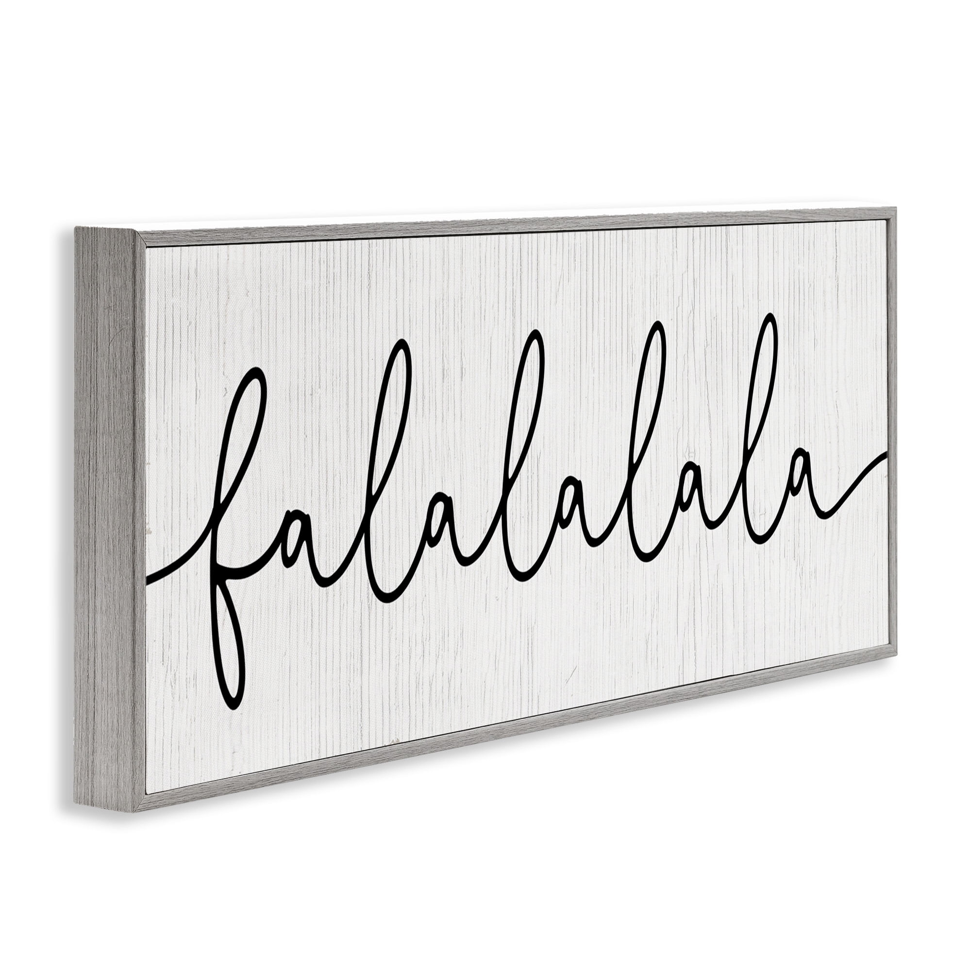 Stupell Industries Falalalala Minimal Holiday Phrase Holiday Painting Gray Framed Art Print Wall Art, 30 x 13