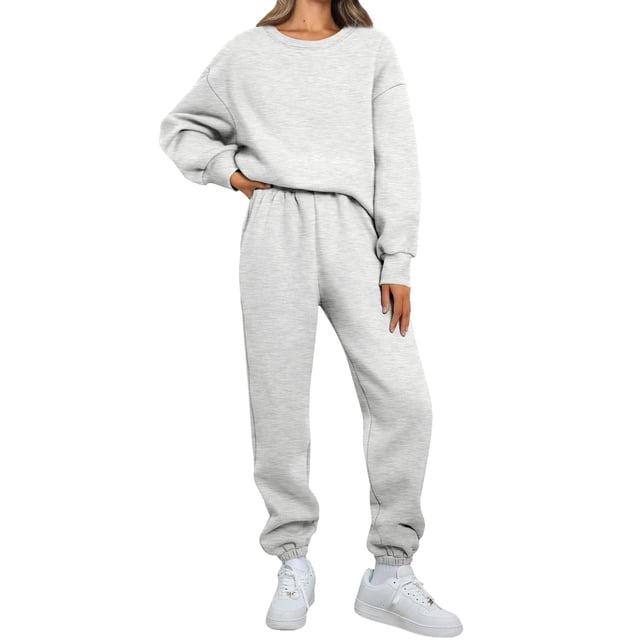 Womens 2 Piece Outfits Sweatsuit Oversized Sweatshirt Sets Baggy Sweatpants Fall Fashion With Pockets