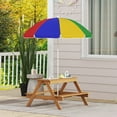 thumbnail image 6 of Qaba Kids Picnic Table, Wooden Outdoor Table & Bench Set with Removable Umbrella for Patio, Backyard, Mixed Color, 6 of 9