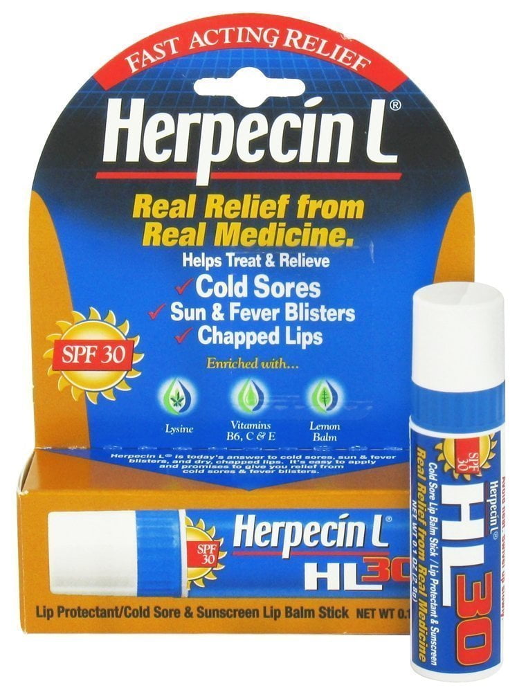 2 Pk Herpecin-L LIP BALM STICK SPF 30 Protectant Sunscreen cold sore .10oz Ea
