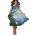 thumbnail image 2 of Women Casual Summer Fashion Printed Short Sleeve V-neck Pullover Dress, 2 of 5