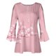 thumbnail image 4 of ICHUANYI Clearance Women's Casual Trumpet 3/4 Sleeve Printed Buttoned Basic Ruched Tops Pleated T-shirts Blouses(Pink, M) ICHUANYI WER2023081011640, 4 of 5