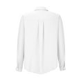 thumbnail image 5 of IROINNID Deals Women's Long Sleeve V-Neck Shirts Comfy Summer Solid Long Sleeve V-shaped Button Top Shirt,White, 5 of 6