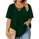 thumbnail image 2 of Mujeres Más Tamaño Manga Corta Tops, Moda Verano Color Sólido, V-Cuello Blusas, Más Tamaño Ropa de Verano para las Mujeres, 2 of 6