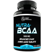 Nutra BCAA 2:1:1 3000 mg Amino Acids, PreWorkout PostWorkout Supplement Pills, Non-GMO (120 Tablets)