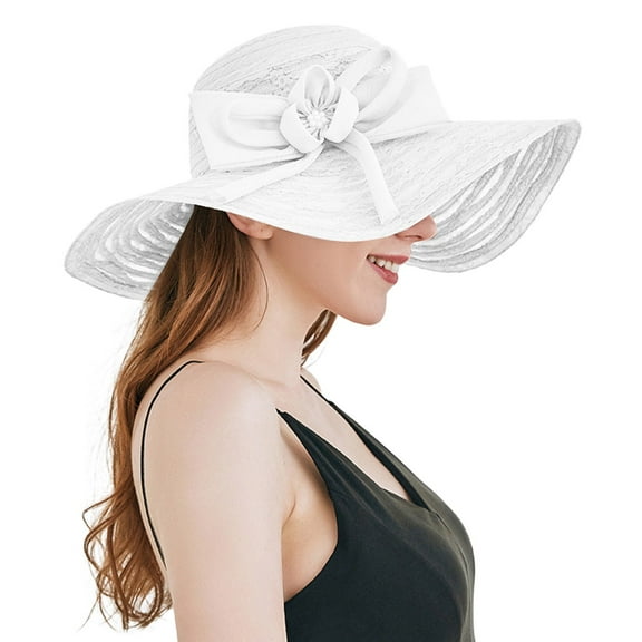 Fimkaul Summer Cap Womens Sun Hats Dress Wide Leaf Flower Bridal Shower Beach Hat Mens Sun Hat