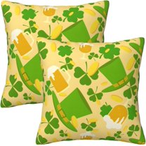 St. Patricks Day Throw Pillow Covers Set of 2 Soft Pillow Case Protectors with Zipper Standard Size Pillow Covers Pillowcase Square for Bed, Sofa, Outdoor (16"x16")