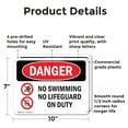 thumbnail image 2 of (2 Pack) No Swimming No Lifeguard On Duty OSHA Danger Sign 10 Inch X 7 Inch Plastic Sign, Weather Resistant, UV Protected for Workplace, Business, and Construction Site, Made in the USA, 2 of 8