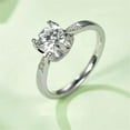 thumbnail image 2 of 1 Carat Round Cut Moissanite Pave Prong Set Diamond Engagement Ring In 18K White Gold Plating Over Silver(D Color, VVS1 Clarity), 2 of 5