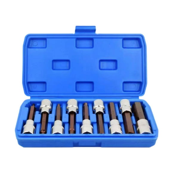 9 puntas de vaso hexagonales de 1/2" para camión, H4 a H17, accesorios para automóviles, herramientas manuales, vasos de acero con estuche de