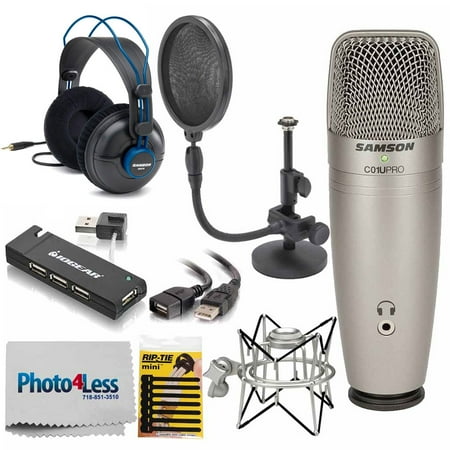 Samson C01U Pro USB Studio Condenser Microphone | Stand | Shock Mount | Studio Headphones | and More