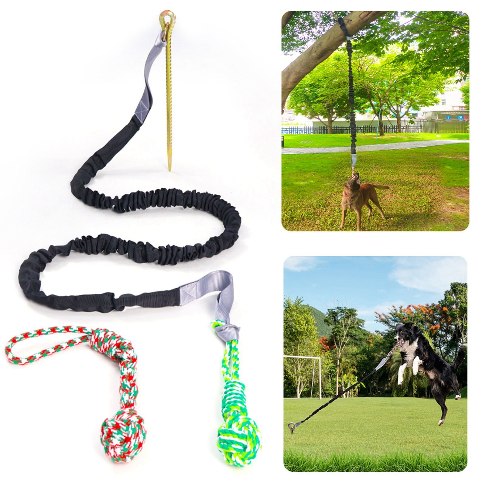 Durable Dog Chew Toy for Aggressive Chewers Interactive Tug of War Rope Pet Training Outdoor Play Tough Knotted Bungee Teeth Cleaning