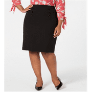 Nine West Women's Button Accent Pencil Skirt Black Size 18W