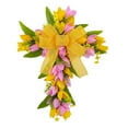 thumbnail image 2 of Sharprepublic Easter Cross Wreath Floral Wreath Door Wreath Artificial Flower Wreath for Pink Yellow Flowers, 2 of 8