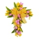 thumbnail image 2 of Corona de cruz de Pascua, corona de flores artificiales, guirnalda colgante, corona de primavera para Flores amarillas y rosadas, 2 of 9