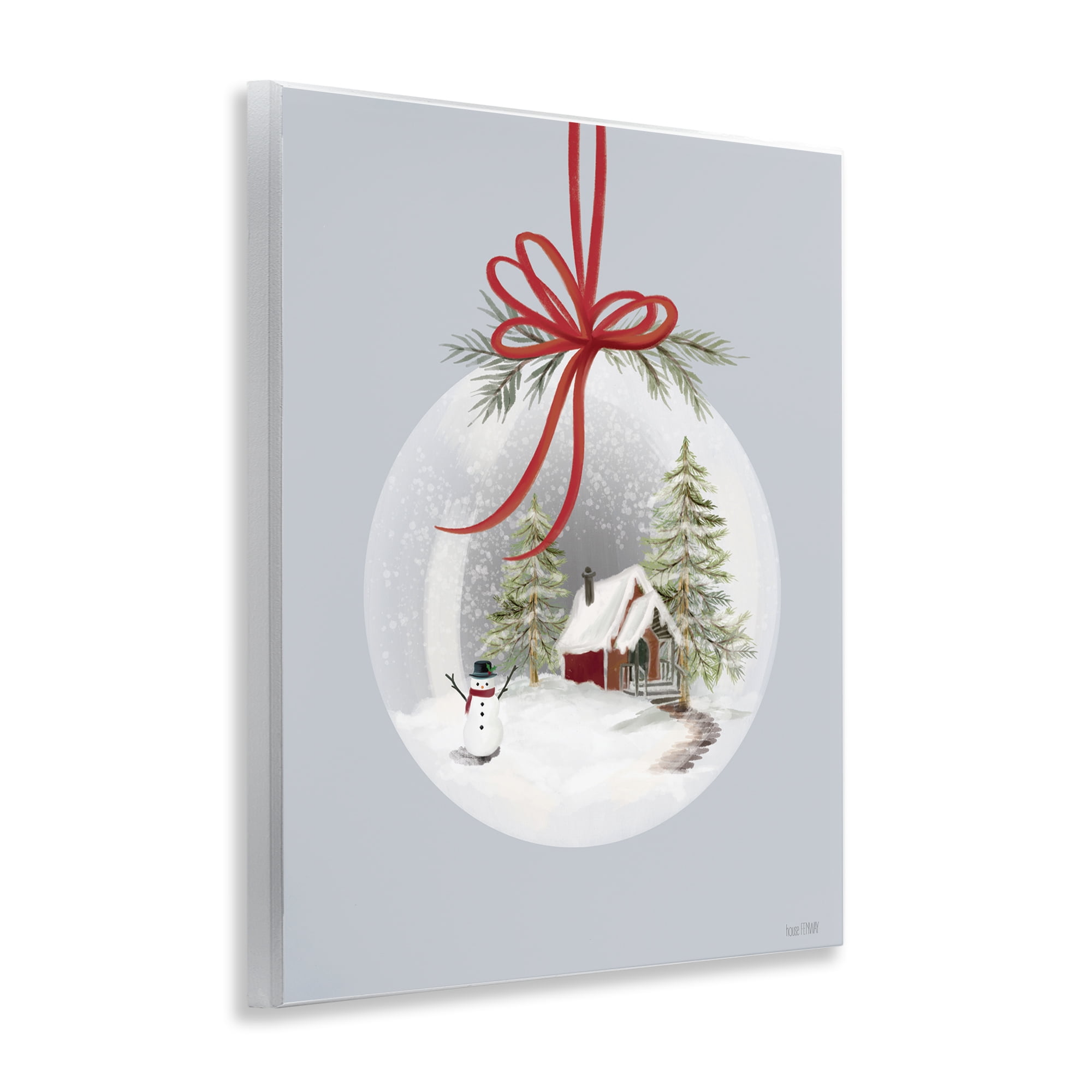 Stupell Industries Cottage Scene Snowglobe Holiday Painting Unframed Art Print Wall Art, 11 x 14