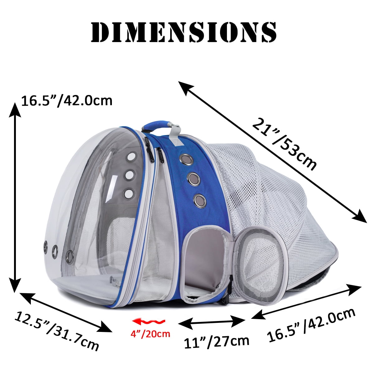 LAIRIES Dual Expandable Cat Backpack Carrier Polarized Front & Back Extension Pet Backpack Carrier, Fit up to 20 lbs, Bubble Capsule Dog Backpack Travel, Hiking & Outdoor Backpack